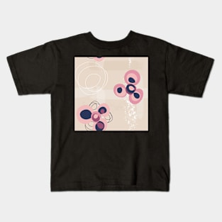 Pink abstract circle flowers on sand Kids T-Shirt